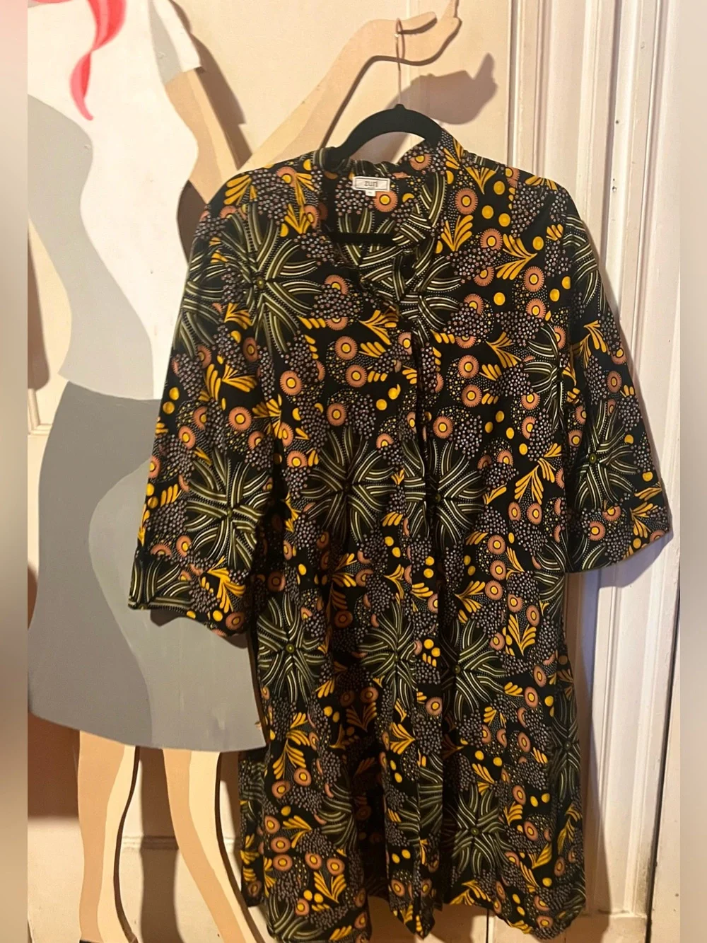 Zuri dress with Yellow & Olive Botanical Print - Picture 1 of 6